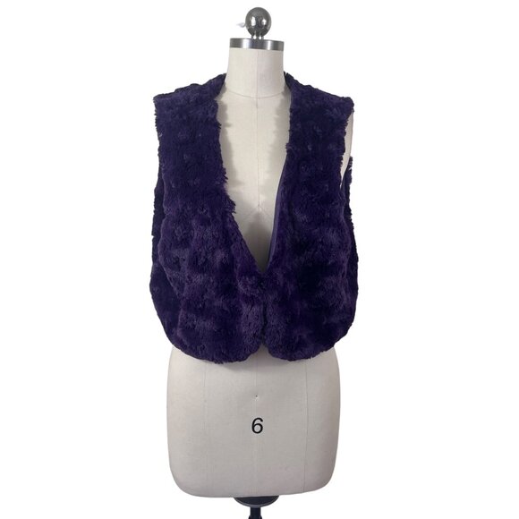 Apt 9 Y2K Faux Fur Vest Womens Large Purple Solid Goth Punk Mobwife Indiesleeze - Picture 1 of 9